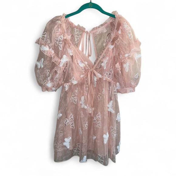 For Love And Lemons Dresses & Skirts - For Love and Lemons Shari Pink Sequin Butterfly Mini Dress
